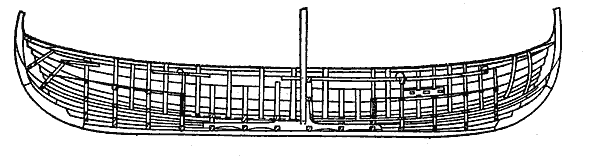 Упрощенный продольный разрез большого кнорре из Скуллелева