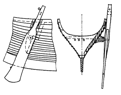 Руль и его крепление на <переборочном> шпангоуте