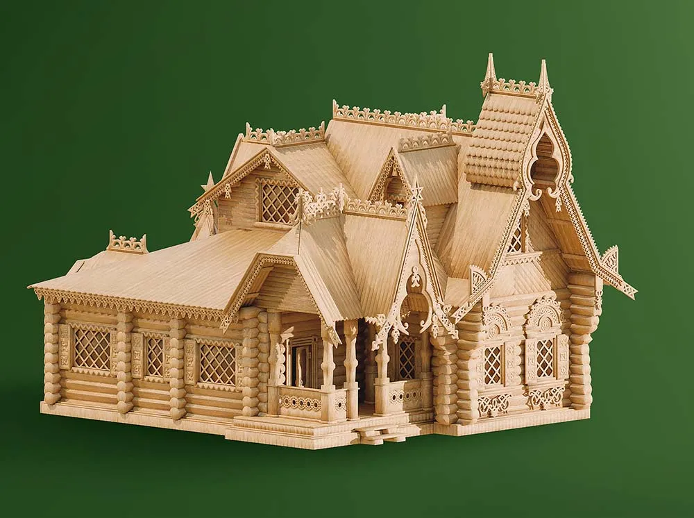 Усадьба по проекту Кузьмина 1878 года, 2240 деталей + (Расширенный набор для сборки)