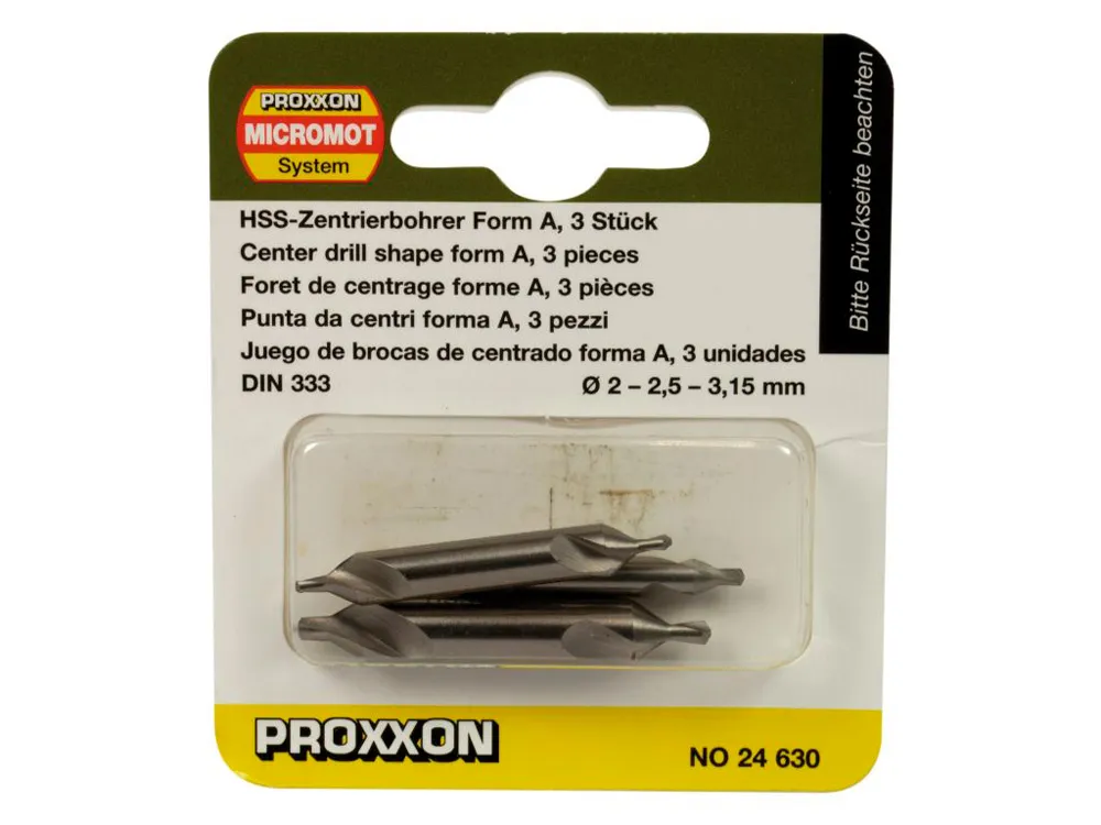 Центровочные свёрла Proxxon 2; 2,5 и 3,15 мм
