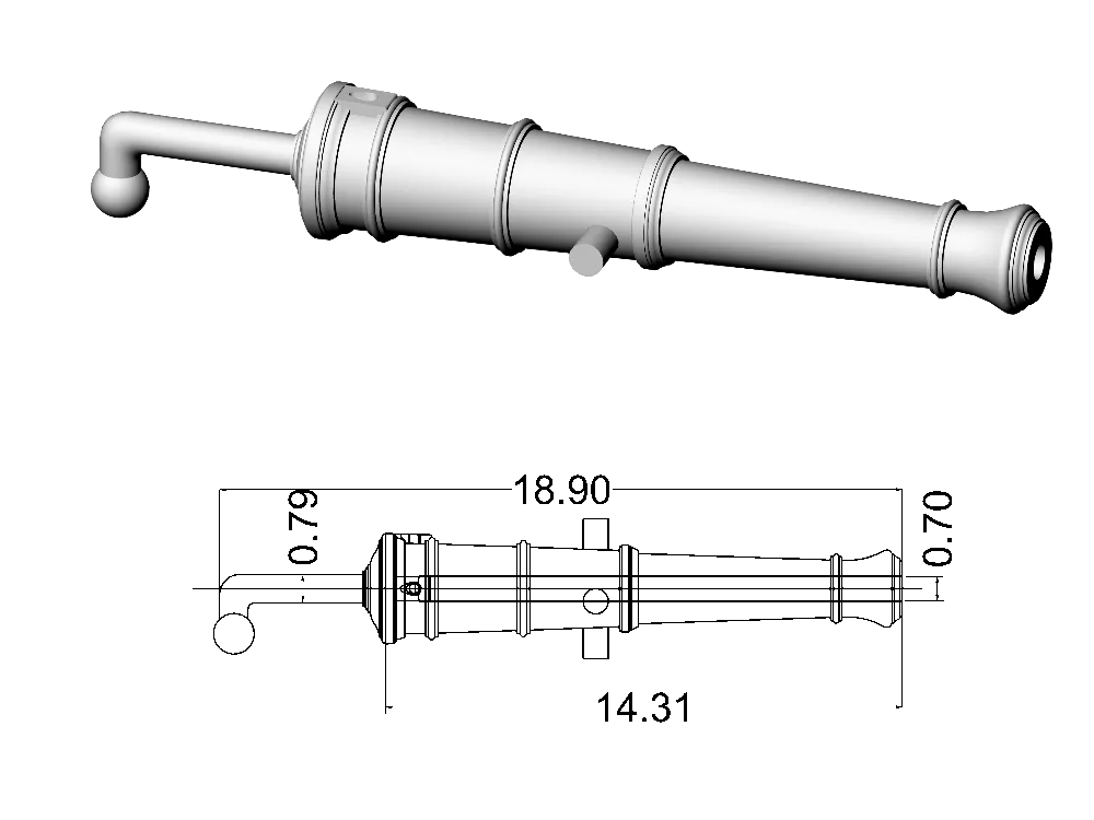 Фальконет без герба, 1/2 фунта, масштаб 1:64, длина 18,9 мм, 2 шт