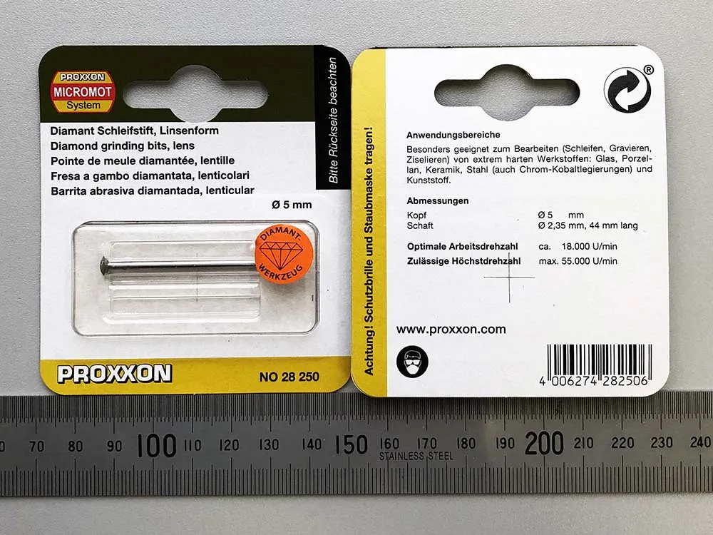 Бор с алмазным напылением Proxxon 5 мм в форме линзы