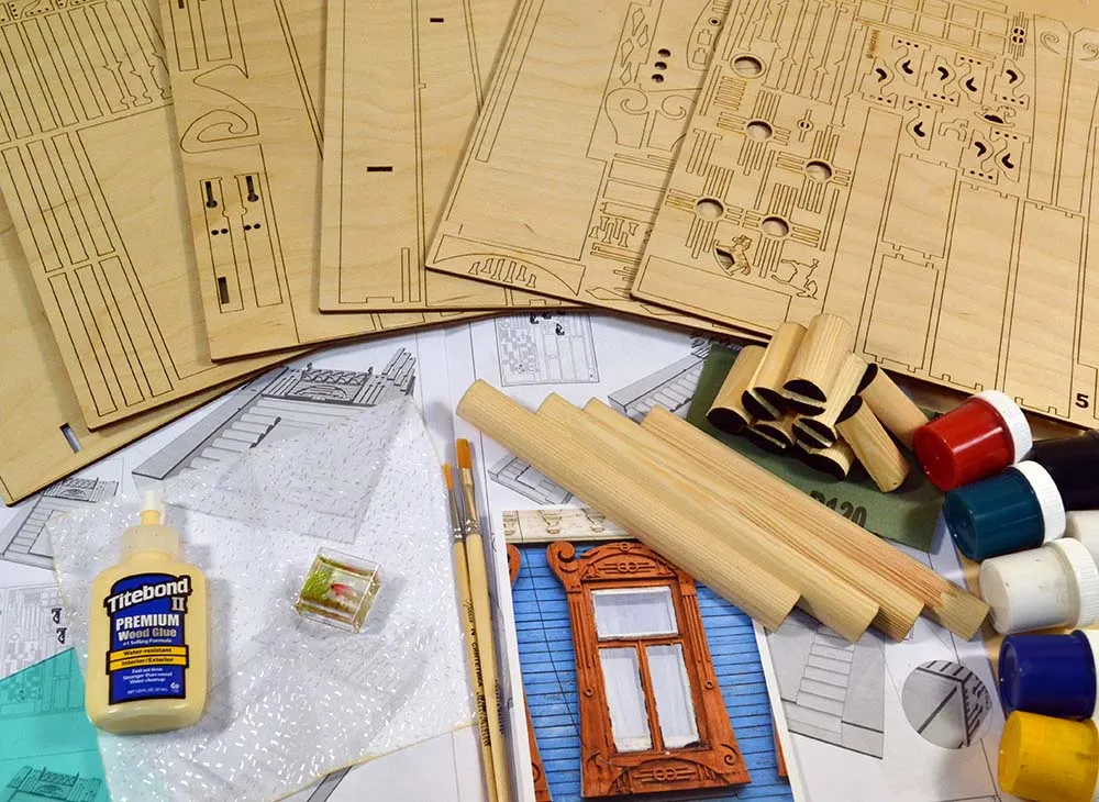 Сборная модель наличника "Модерн", 190 деталей + Клей и краски в комплекте