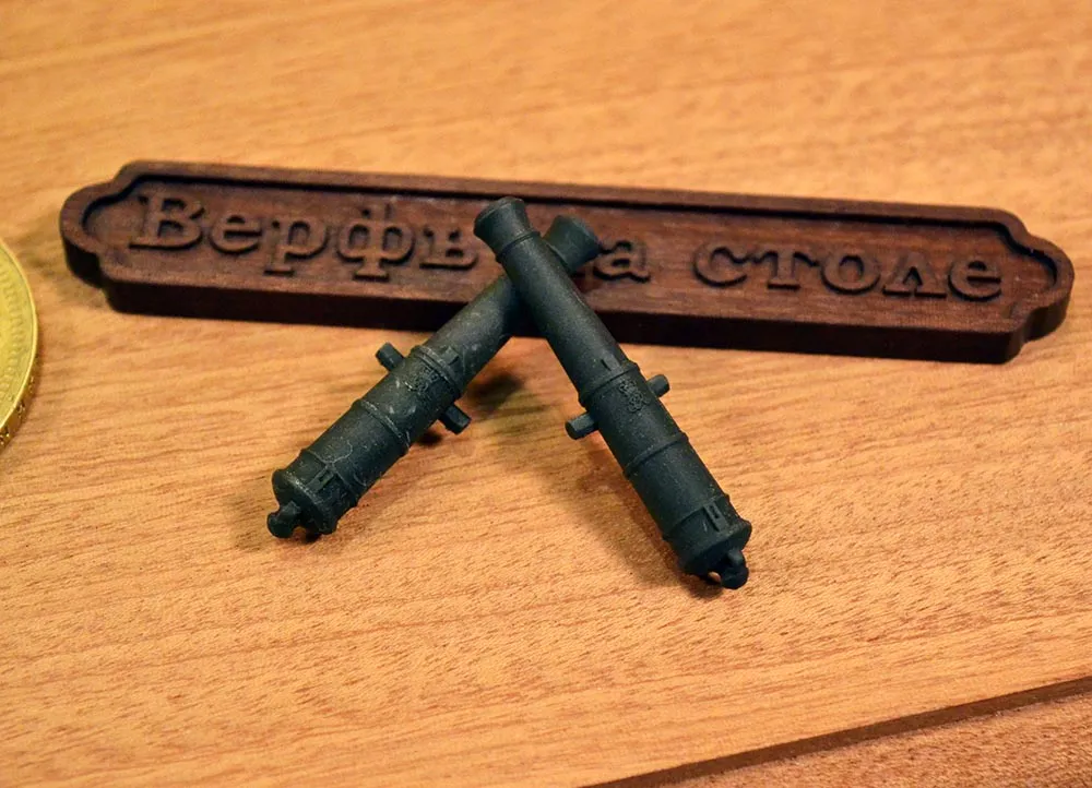 Ствол пушки тип Blomefield, герб Георг 3, 18 фунтов, масштаб 1:64, длина 46,6 мм, 2 шт