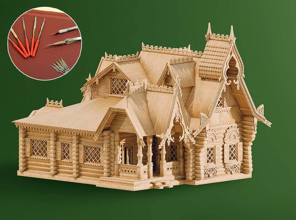 Усадьба по проекту Кузьмина 1878 года, 2240 деталей + (Стартовый набор инструментов)