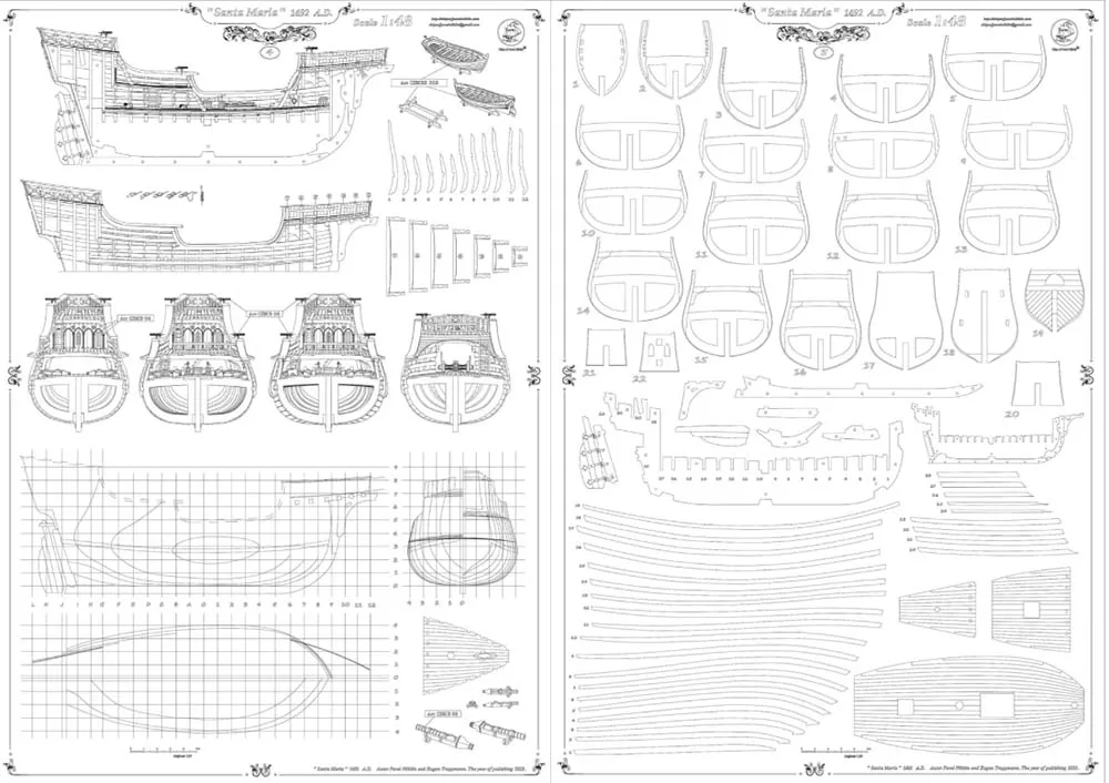 Santa Maria + паруса, подставка и стапель