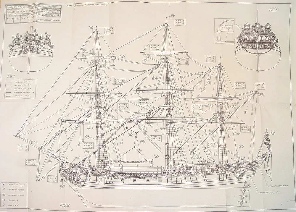 Чертеж корабля Royal Caroline