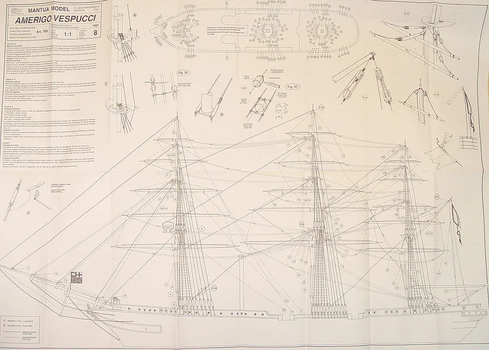 Чертежи корабля Amerigo Vespucci (1:100)