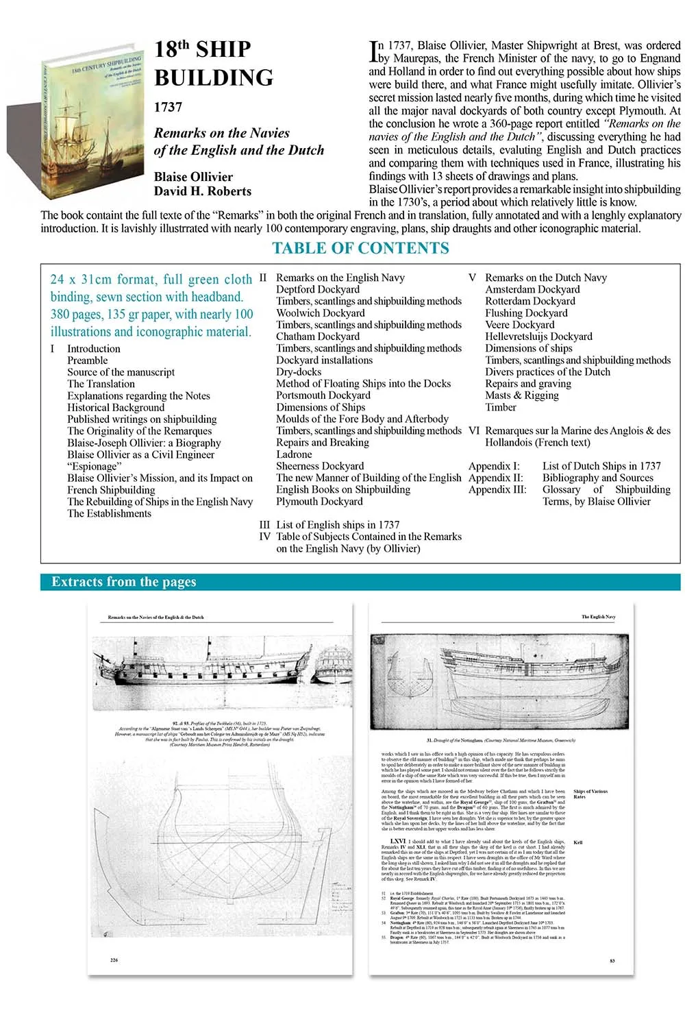 18th century shipbuilding. Remarks by Blaise Olliver