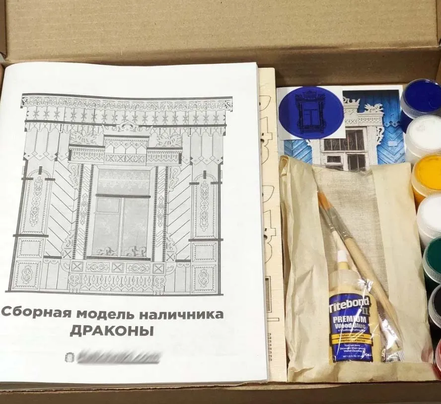Сборная модель наличника "Драконы", 270 деталей + Клей и краски в комплекте