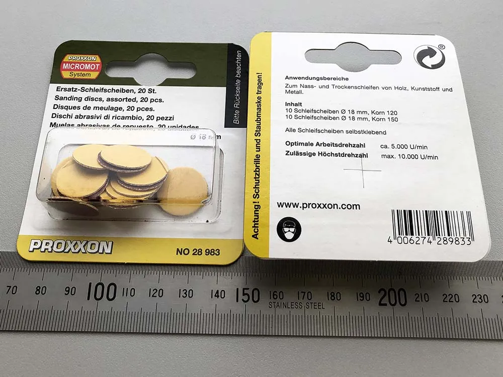 Шлифовальные диски Proxxon 18 мм, 20 шт