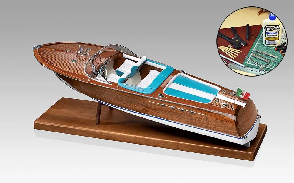 Гоночный катер Riva Aquarama 1970 + (Полный набор инструментов, клея и лак)
