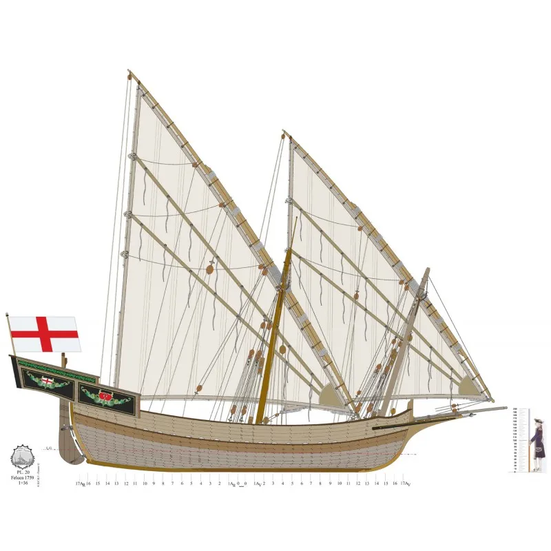 N.S. del Rosario felucca, 1759 + чертежи