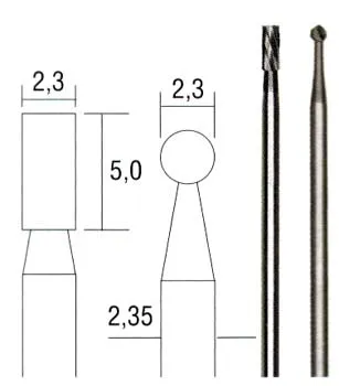 Фрезы твёрдосплавные Proxxon, цилиндр и сфера, 2,3 мм