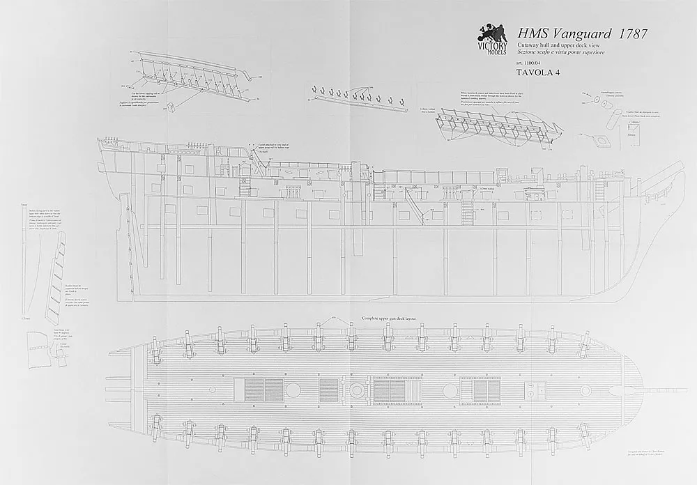 Чертеж 74-пушечного корабля HMS Vanguard