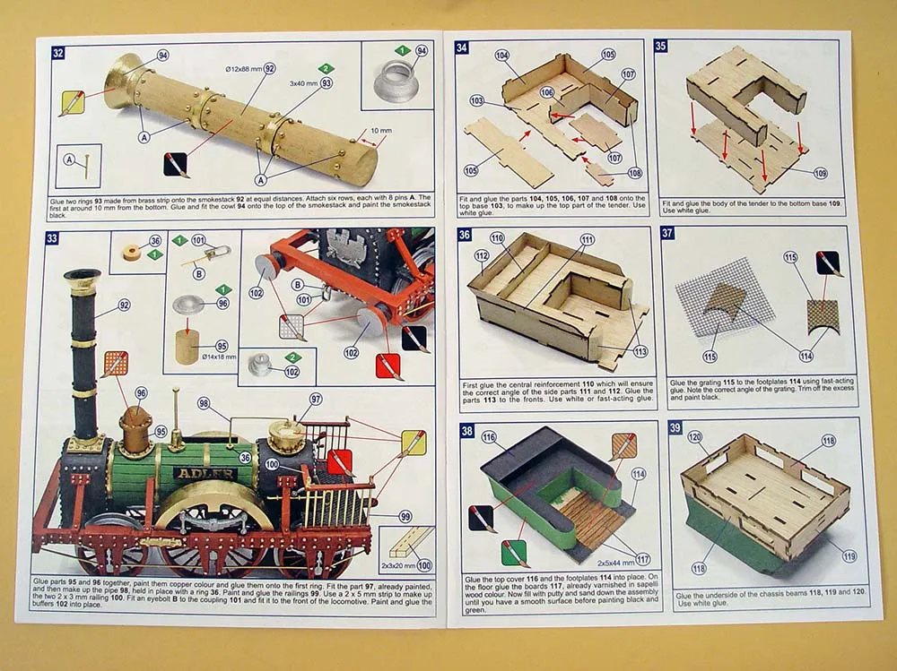 Модель паровоза ADLER + (Полный набор инструментов, клея и краски)