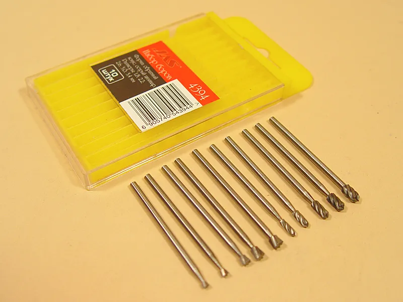 Набор боров, конус и острый цилиндр, 1,8 - 3,4 мм, 10 шт JAS