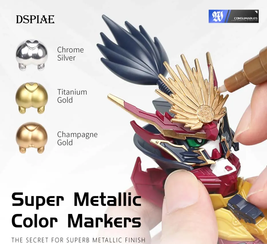 Маркер суперметаллик, диаметр 0,5 и 2 мм, цвет золотое шампанское