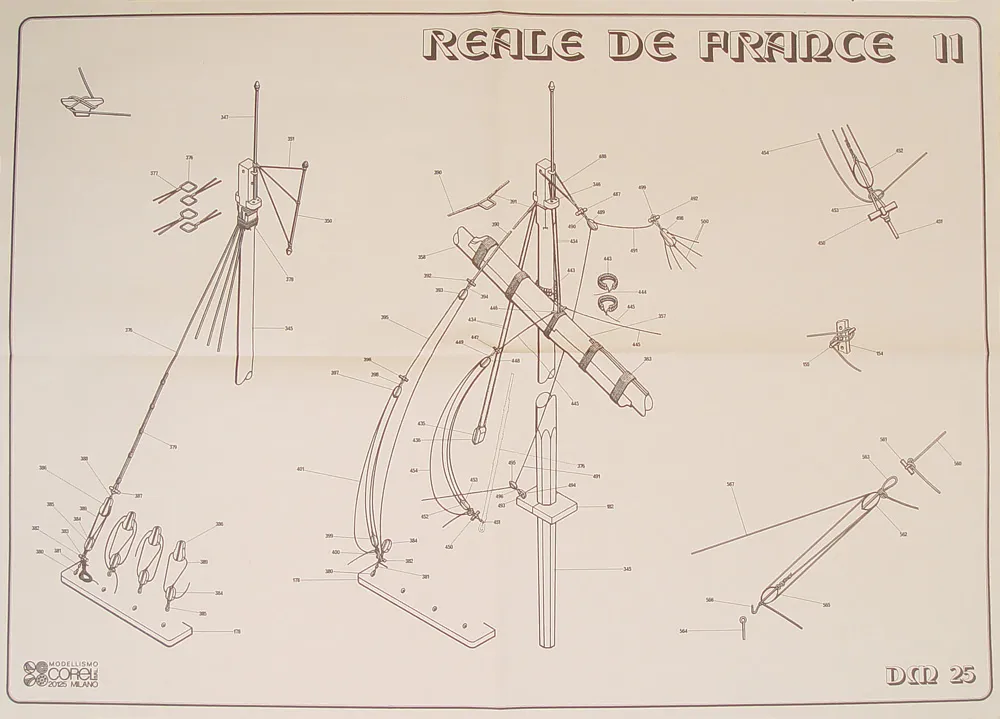 Чертеж галеры Reale De France, масштаб 1:60