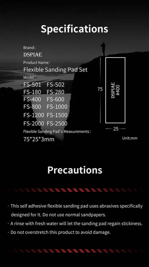 Набор из 3 мм шлифовальных губок (5 шт) и 30 пластин зернистости 1000-2500