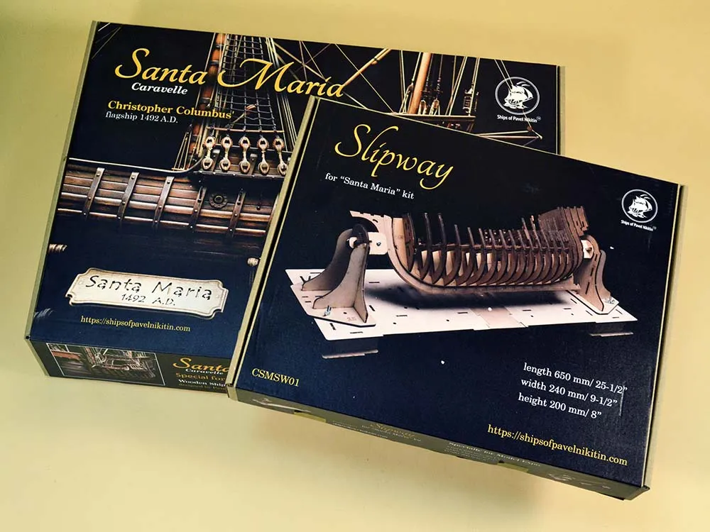 Santa Maria + паруса, подставка и стапель