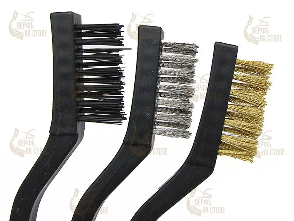 Щетки ювелирные, 3 шт, сталь, латунь, нейлон