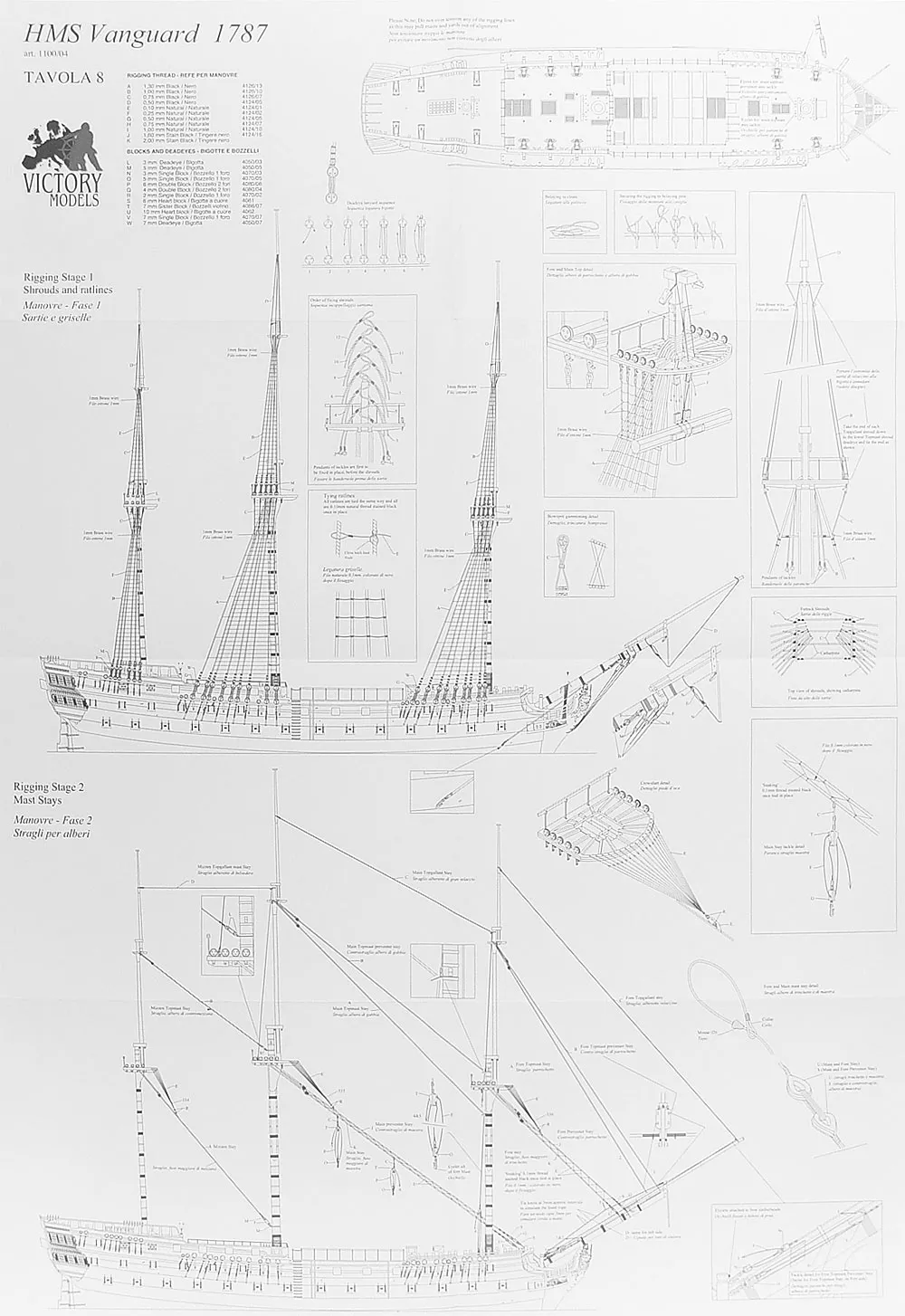 Чертеж 74-пушечного корабля HMS Vanguard