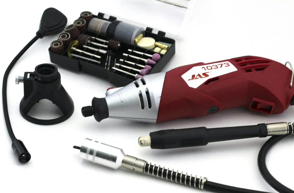 Бормашина 170 Вт, 8000-35000 об/мин., гибкий вал, стойка, ограничитель, подсветка, принадлежности 10373