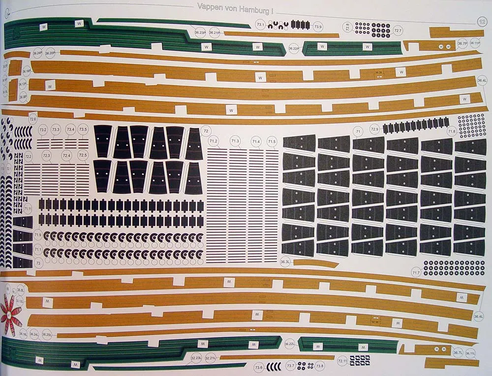 Модель из бумаги фрегат "Wappen von Hamburg"