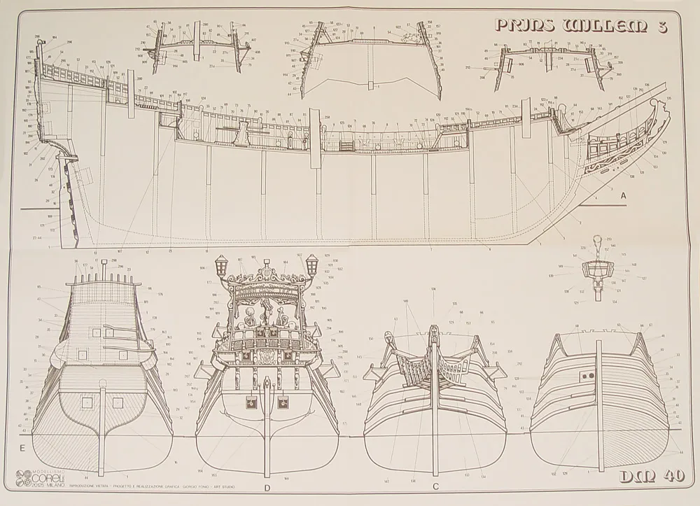 Чертеж корабля  Prins Willem, масштаб 1:100