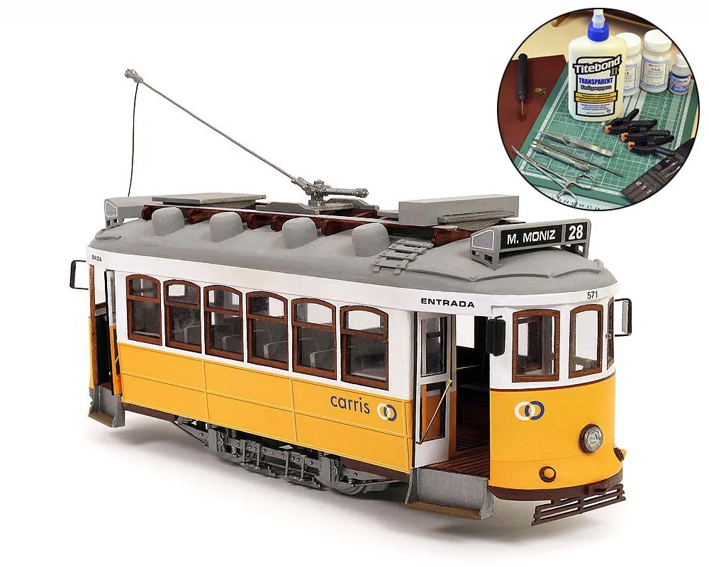 Сборная модель трамвая Lisboa + (Полный набор инструментов, клея и краски)