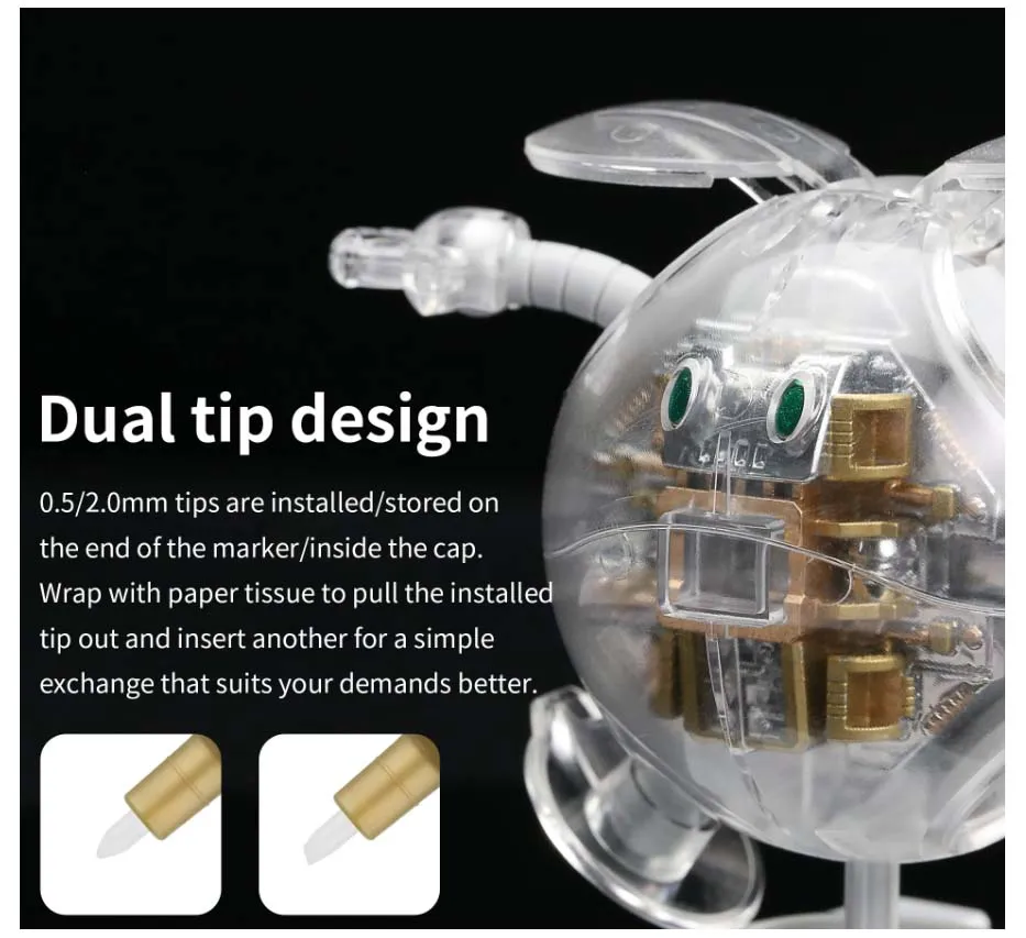 Маркер суперметаллик, диаметр 0,5 и 2 мм, цвет серебристый хром