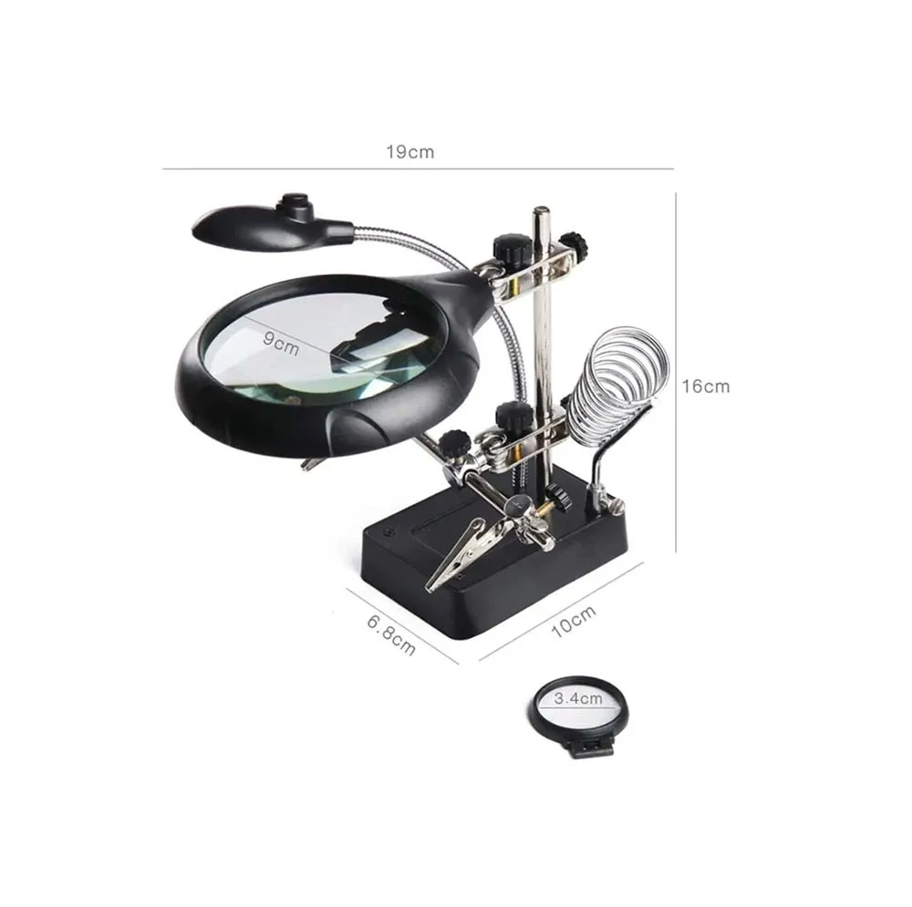 Третья рука "Чистый глаз" 90 мм с тремя линзами, подсветкой и блоком питания