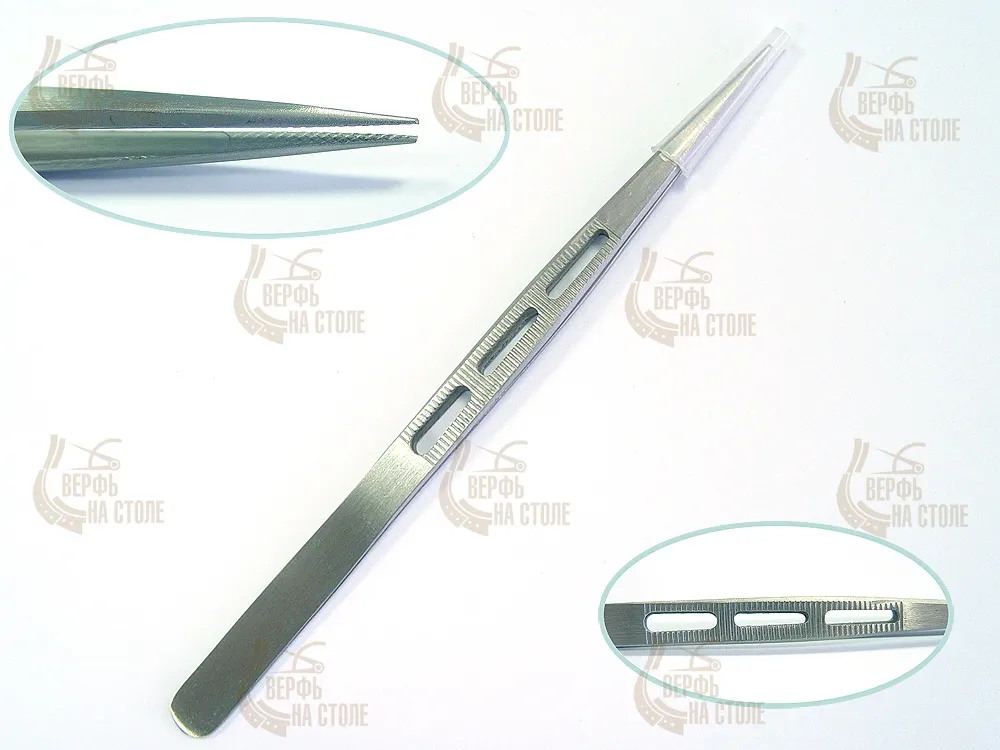 Ювелирный пинцет с тремя вырезами, 17 см