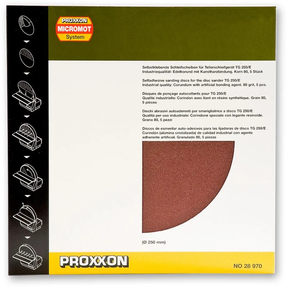 Самоклеящиеся шлифовальные круги К80 для Proxxon TSG250/E, 5 шт 28970