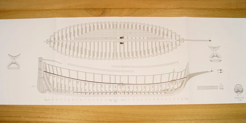 N.S. del Rosario felucca, 1759 + чертежи
