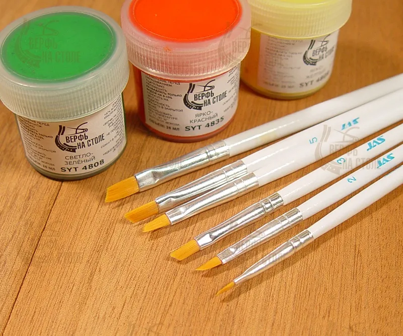 Набор кистей из синтетического волоса, ретушные  6 шт.