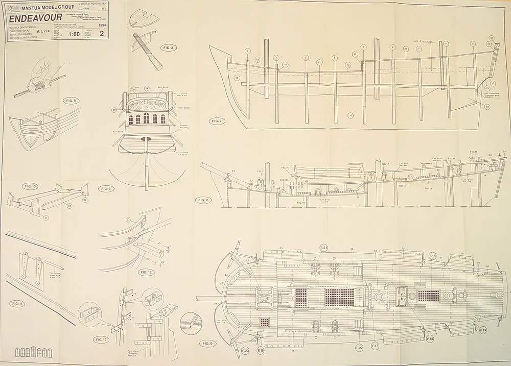 Чертеж корабля HMS Endeavour
