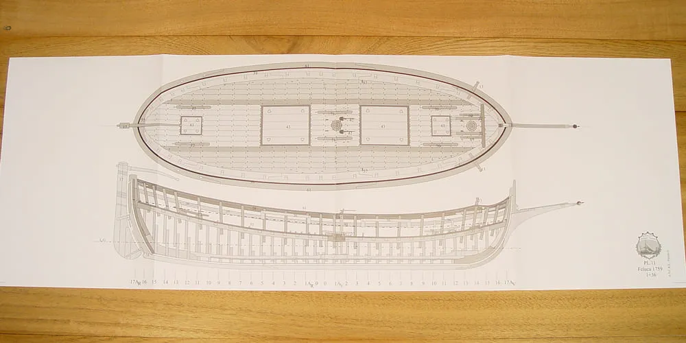 N.S. del Rosario felucca, 1759 + чертежи