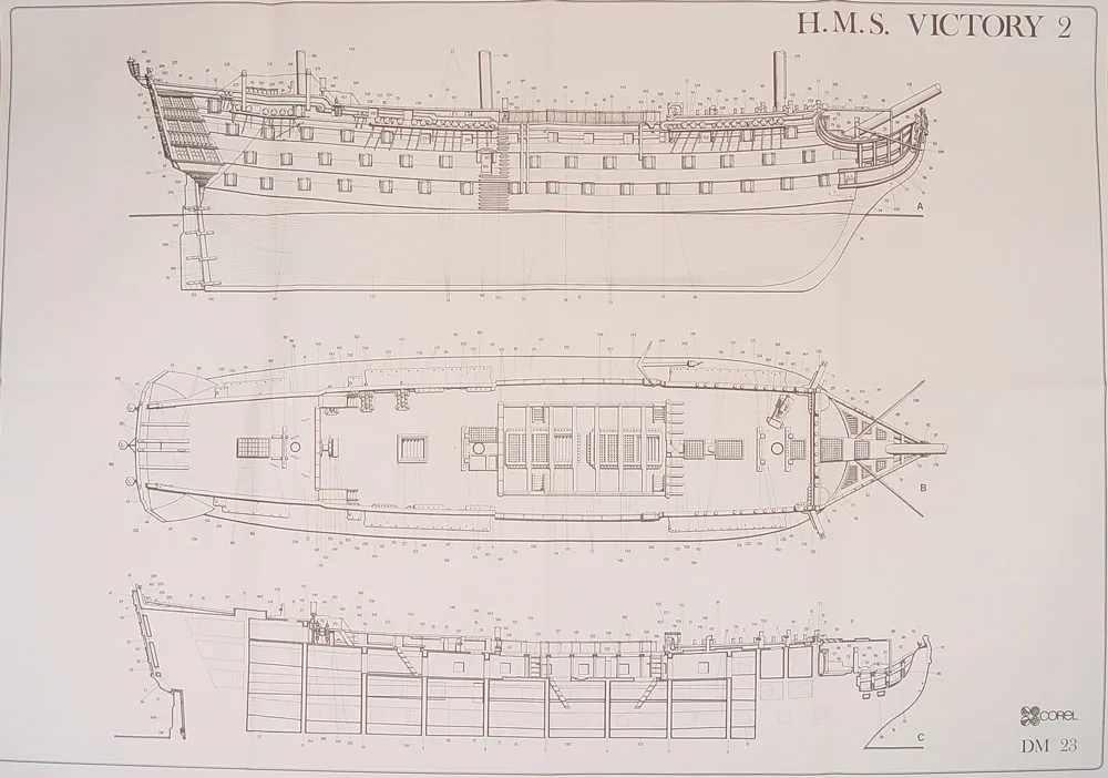 Чертеж корабля HMS Victory, масштаб 1:98