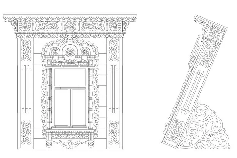 Сборная модель наличника "Хорлово", 230 деталей + Клей и краски в комплекте