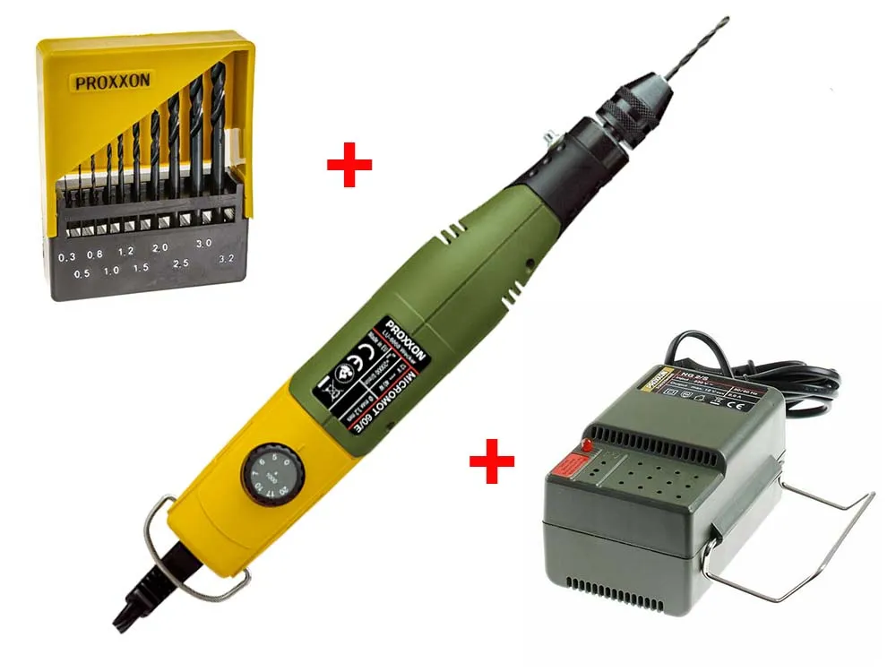 Бормашина Proxxon MICROMOT 60/EF (28512) + Блок питания (28706) и набор сверл (28874) 28512