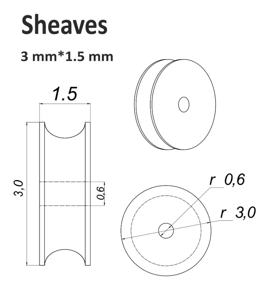 Шкив, латунь, 3х1,5 мм, 10 шт