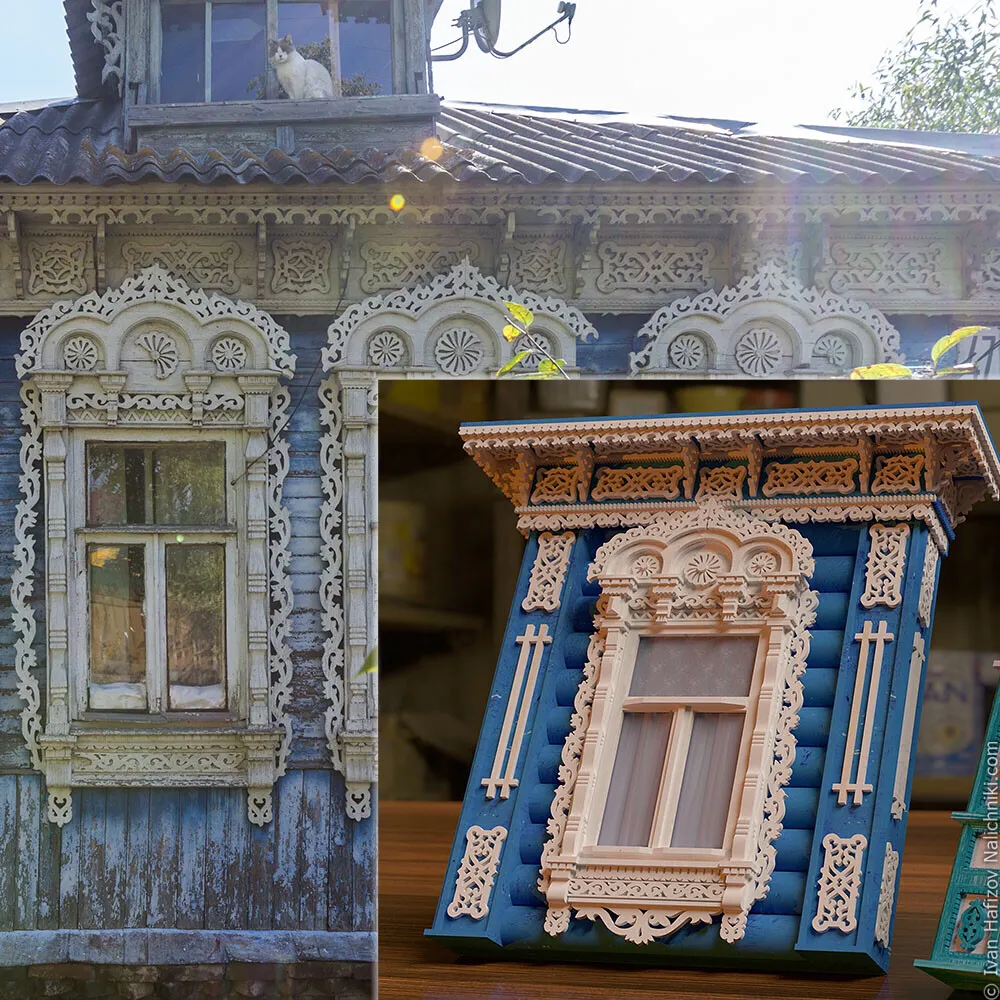 Сборная модель наличника "Хорлово", 230 деталей + Клей и краски в комплекте