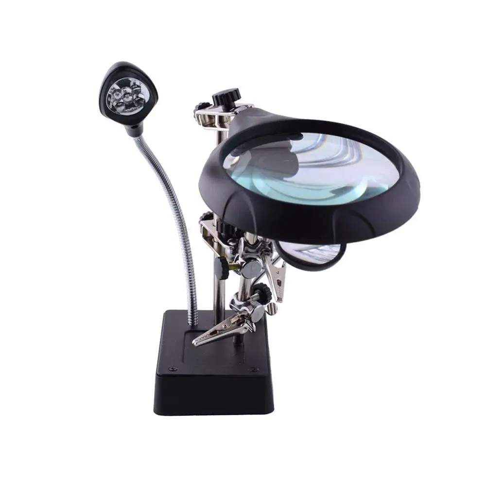 Третья рука "Чистый глаз" 90 мм с тремя линзами, подсветкой и блоком питания