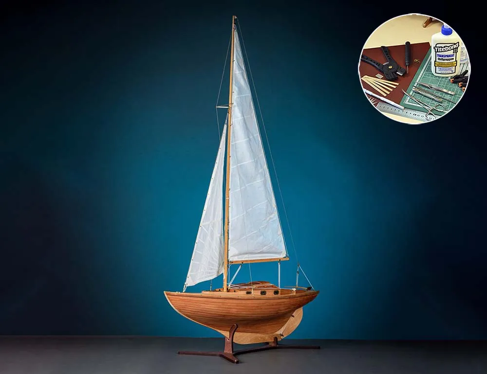 Яхта Folkboat, комплектация Продвинутая + (Полный набор инструментов, клея и лак)