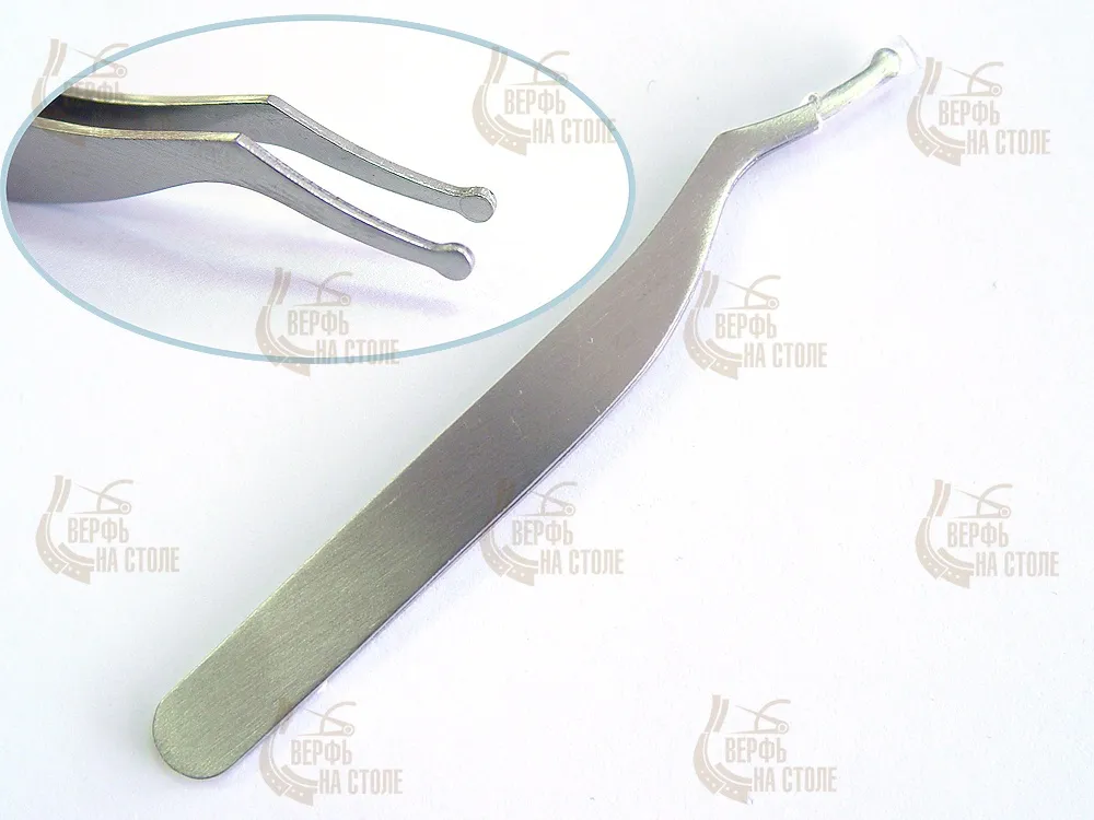 Миниатюрный пинцет с изогнутыми закругленными кончиками, 9 см