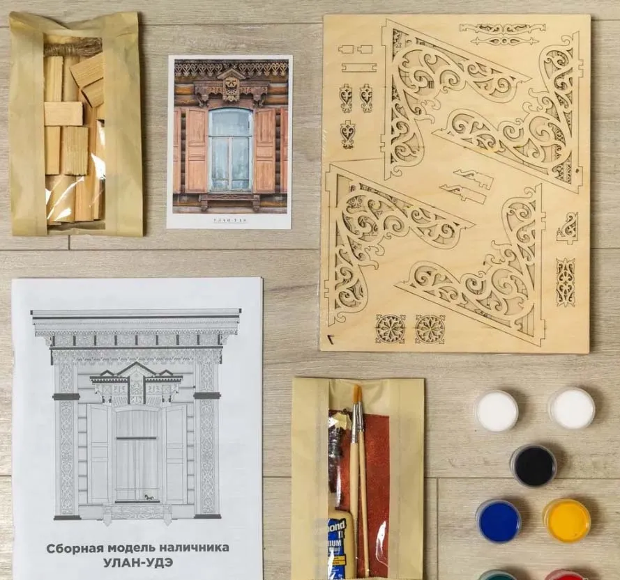 Сборная модель наличника "Улан-Удэ", 270 деталей + Клей и краски в комплекте