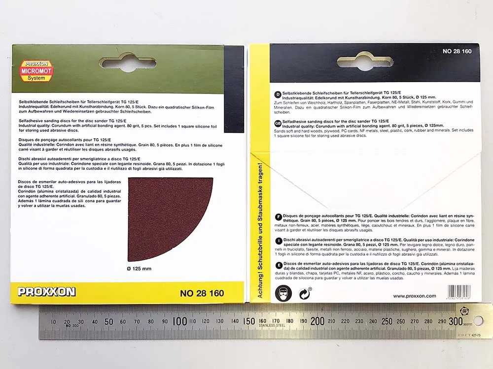 Самоклеящиеся шлифовальные круги К80 для Proxxon TG125/E, 5 шт 28160