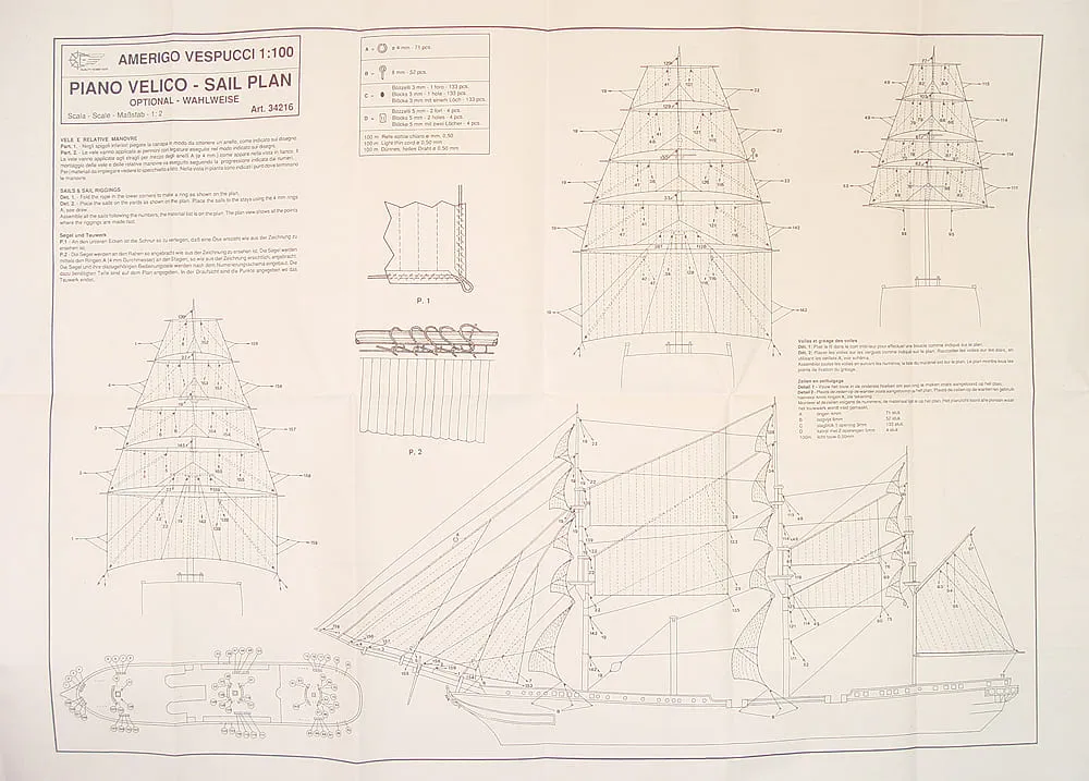 Чертежи корабля Amerigo Vespucci (1:100)